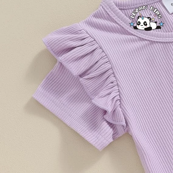 LEZONKIDS - Conjunto Curto Infantil de Algodão com Remendos Divertidos e Roupas de Verão Personalizáveis para Meninas